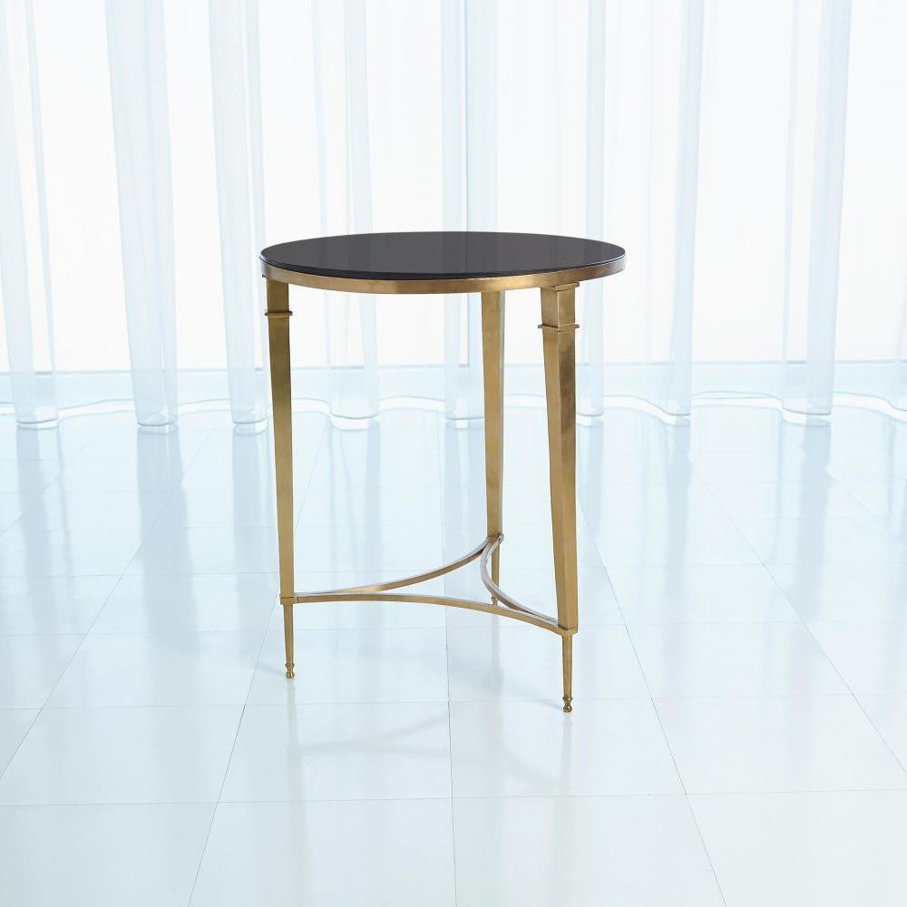 Global Views Round French Square Leg Brass Table