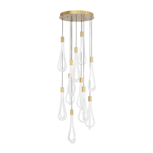 Global Views Round Layered Raindrop LED Chandelier