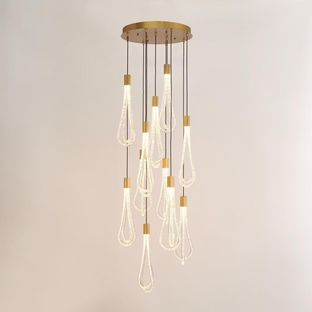 Global Views Round Layered Raindrop LED Chandelier