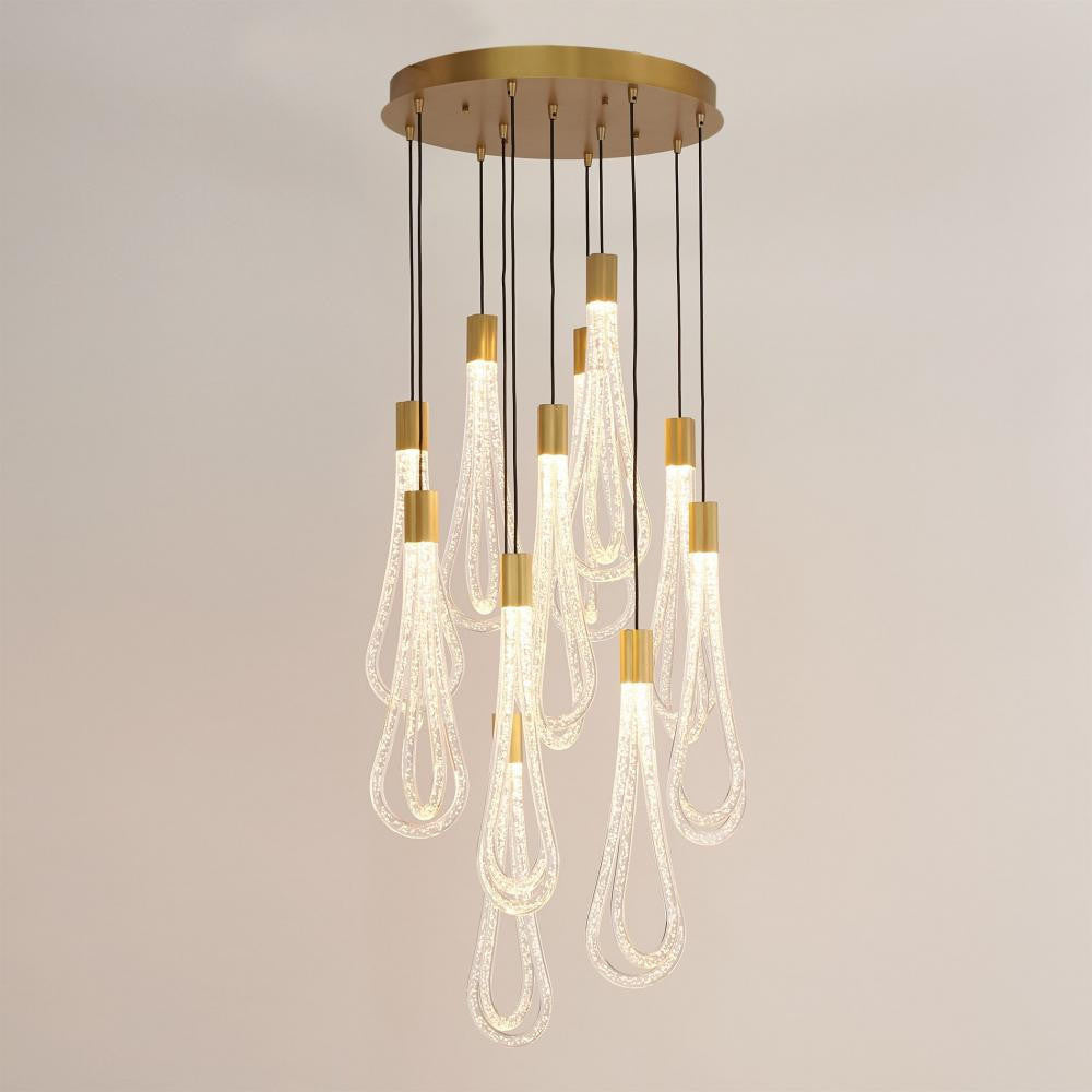 Global Views Round Layered Raindrop LED Chandelier