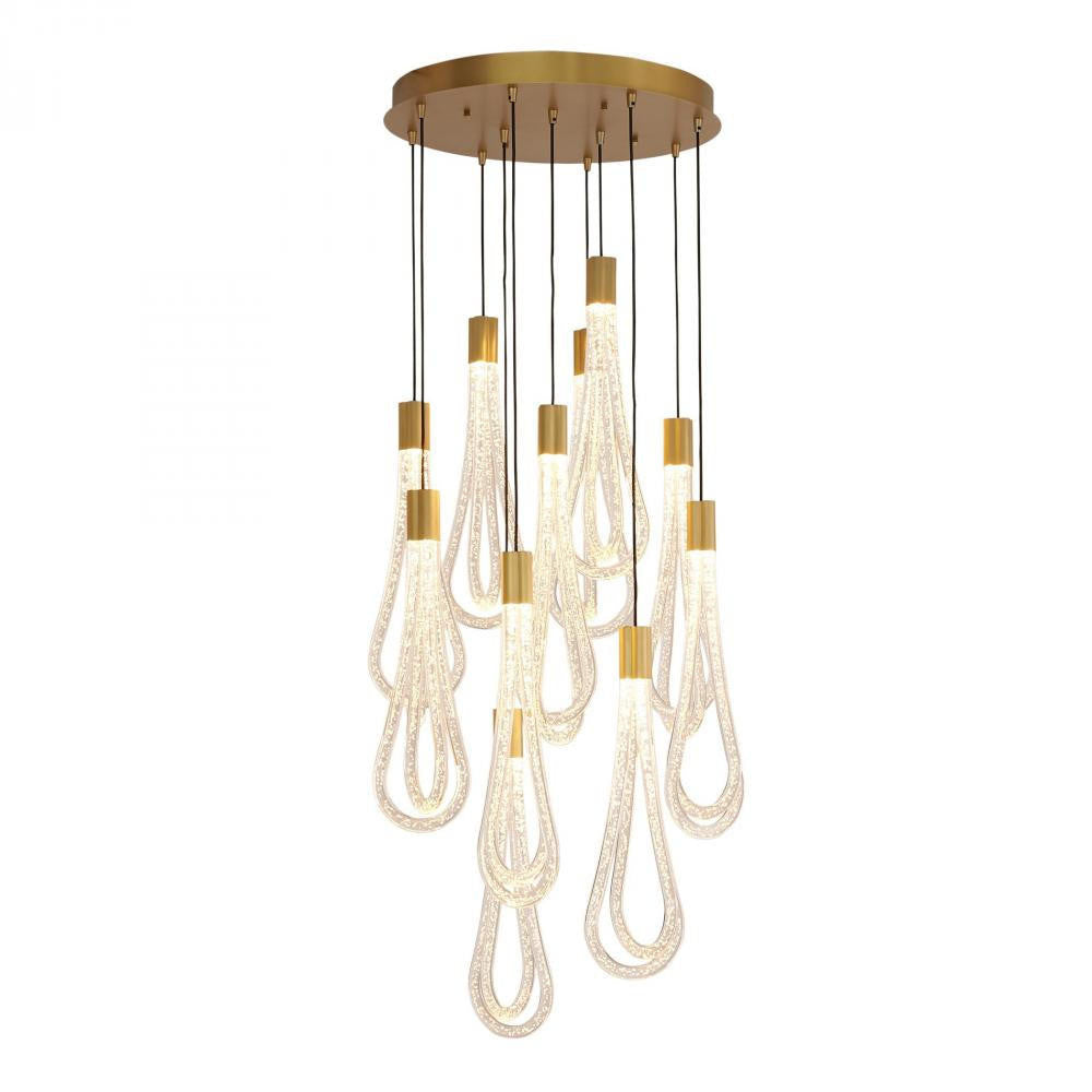 Global Views Round Layered Raindrop LED Chandelier