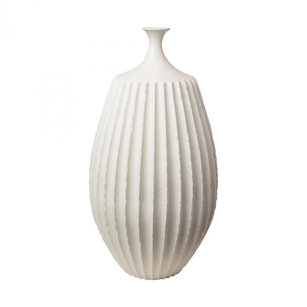 Global Views Sawtooth Medium Rustic White Vase