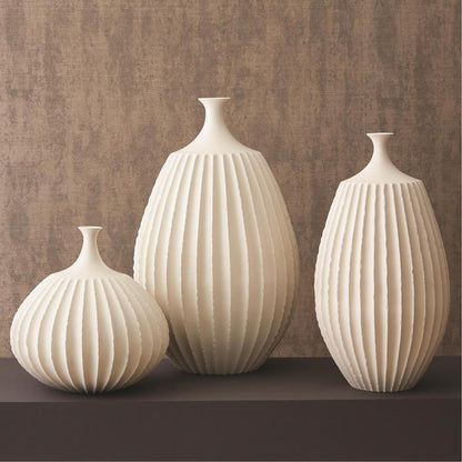 Global Views Sawtooth Medium Rustic White Vase