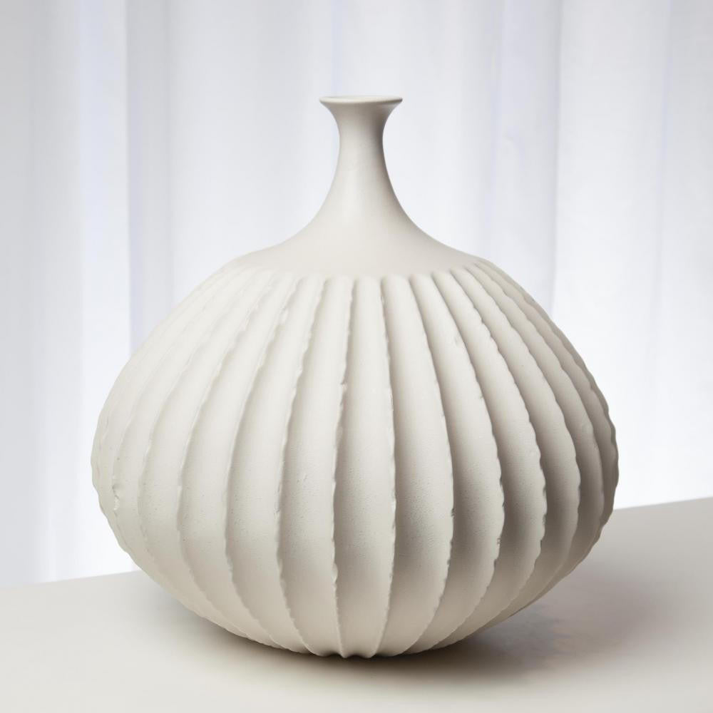 Global Views Sawtooth Small Rustic White Vase