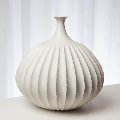 Global Views Sawtooth Small Rustic White Vase