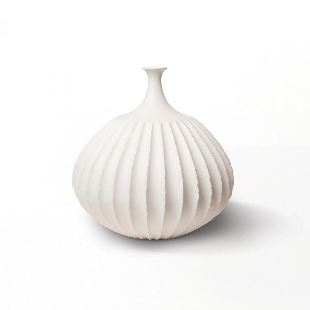 Global Views Sawtooth Small Rustic White Vase