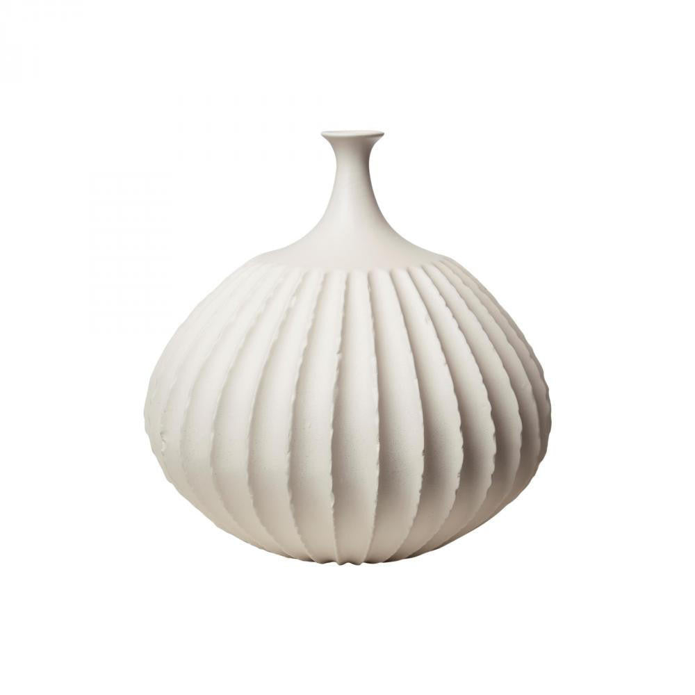 Global Views Sawtooth Small Rustic White Vase