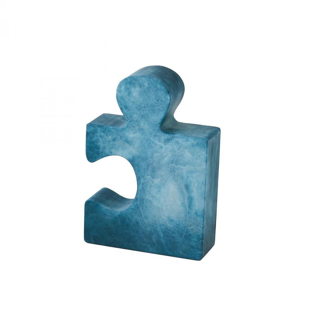 Global Views Set of 2 Alabaster Jigsaw Blue Bookends