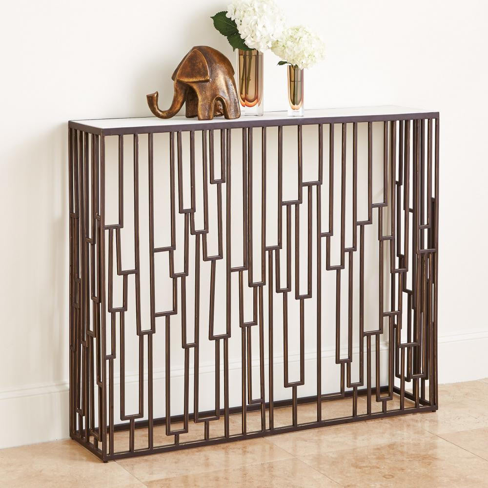 Global Views Shingle Hall White Marble Console