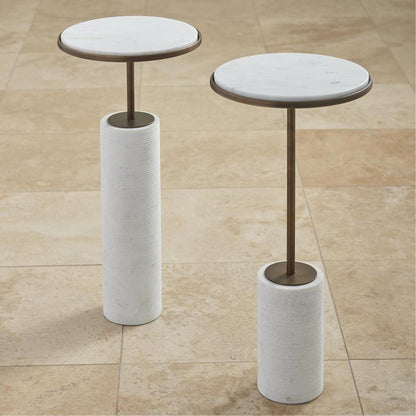 Global Views Short Cored Marble Bronze Table