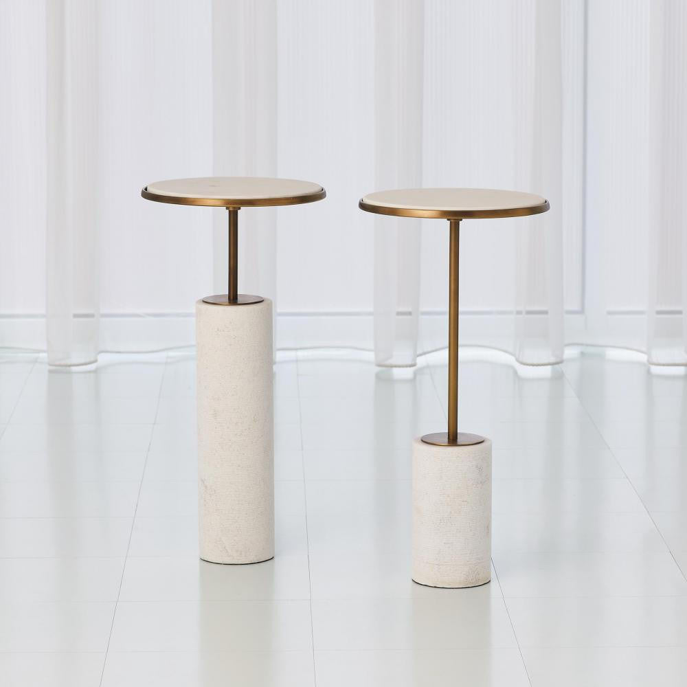 Global Views Short Cored Marble Bronze Table