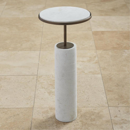 Global Views Short Cored Marble Bronze Table
