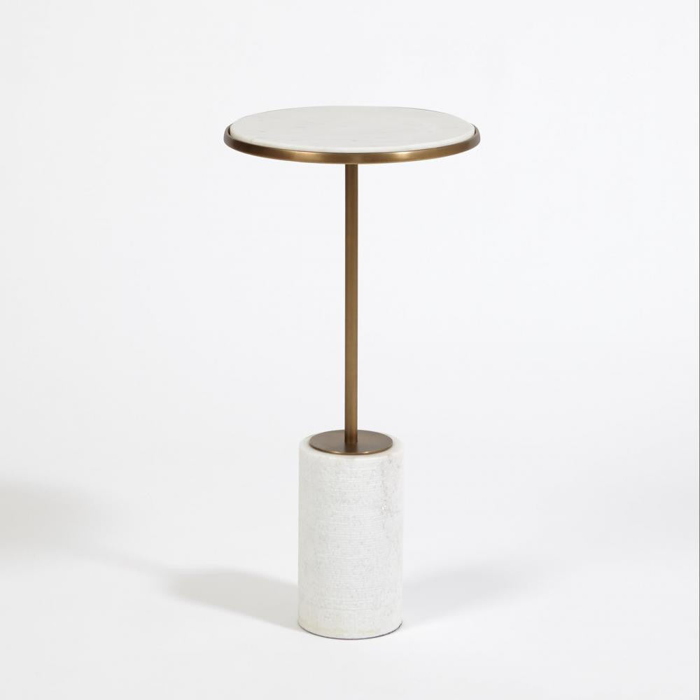 Global Views Short Cored Marble Bronze Table