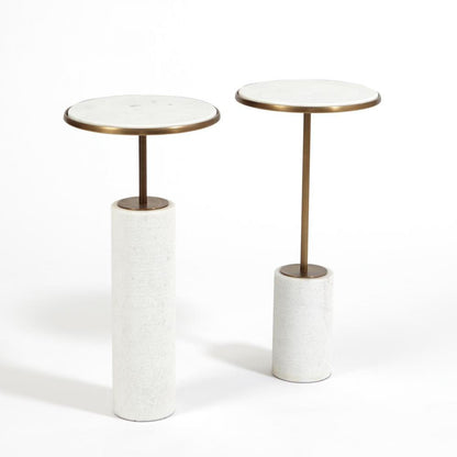 Global Views Short Cored Marble Bronze Table
