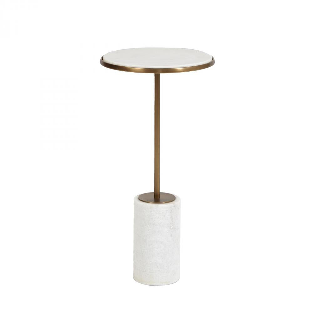 Global Views Short Cored Marble Bronze Table