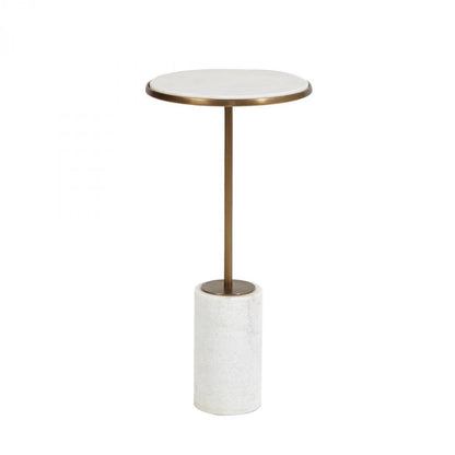 Global Views Short Cored Marble Bronze Table
