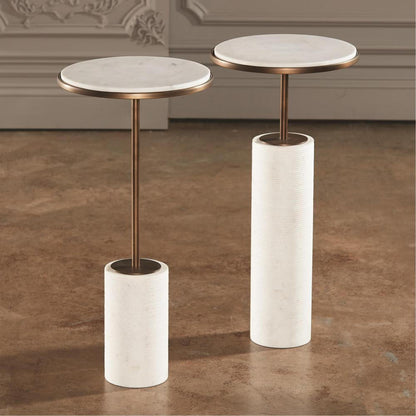 Global Views Short Cored Marble Bronze Table