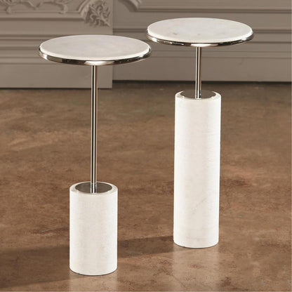 Global Views Short Cored Marble Nickel Table