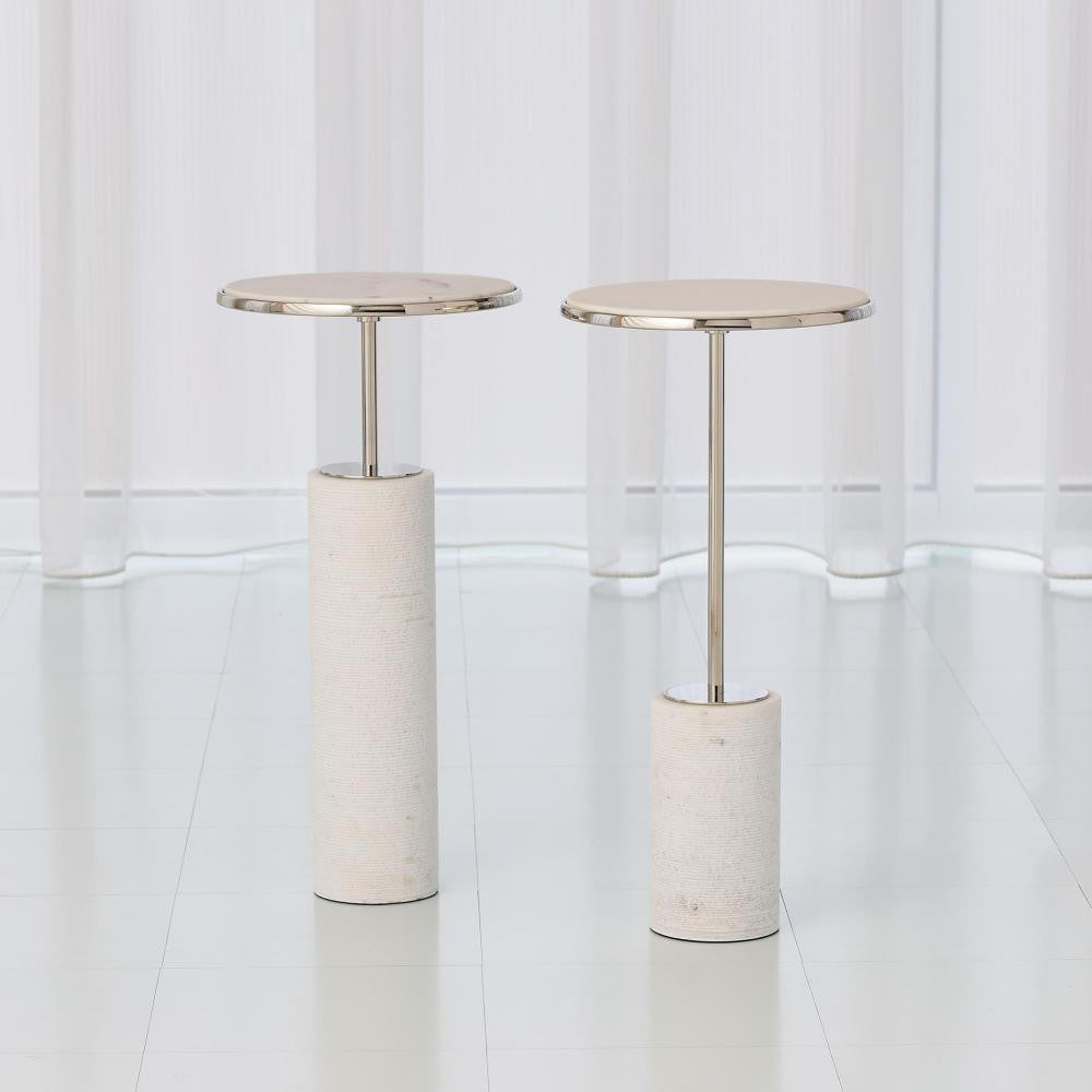 Global Views Short Cored Marble Nickel Table