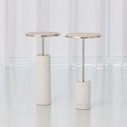 Global Views Short Cored Marble Nickel Table