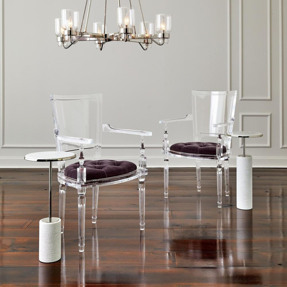 Global Views Short Cored Marble Nickel Table