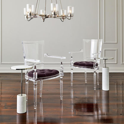 Global Views Short Cored Marble Nickel Table