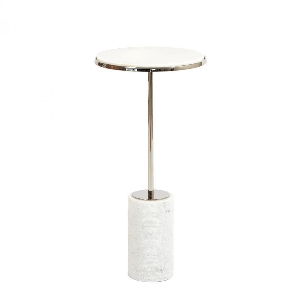 Global Views Short Cored Marble Nickel Table