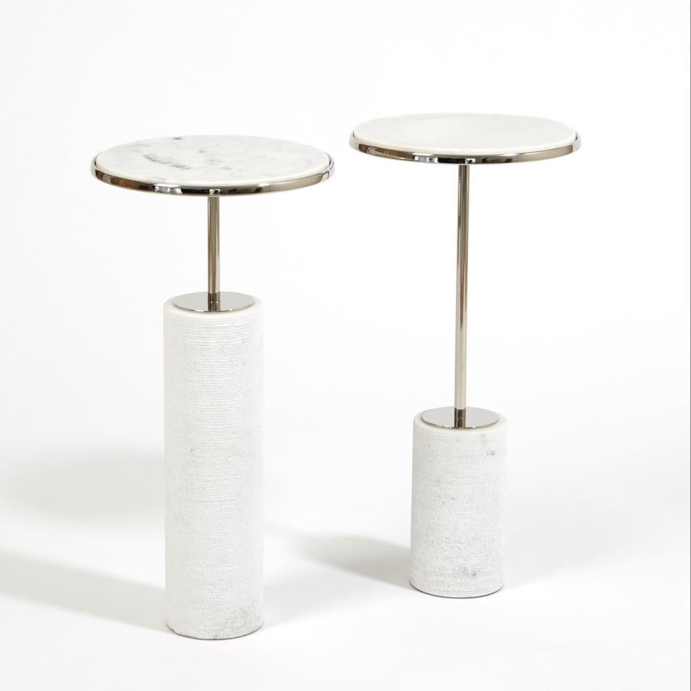Global Views Short Cored Marble Nickel Table
