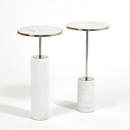 Global Views Short Cored Marble Nickel Table