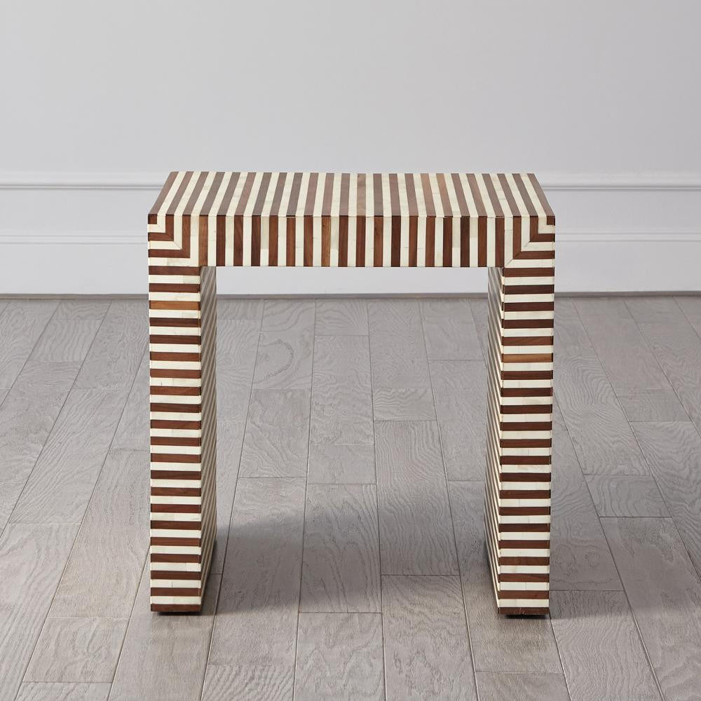 Global Views Sienna Large Walnut/Bone Nesting End Table