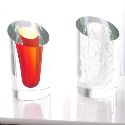 Global Views Slant Clear with Bubbles Vase