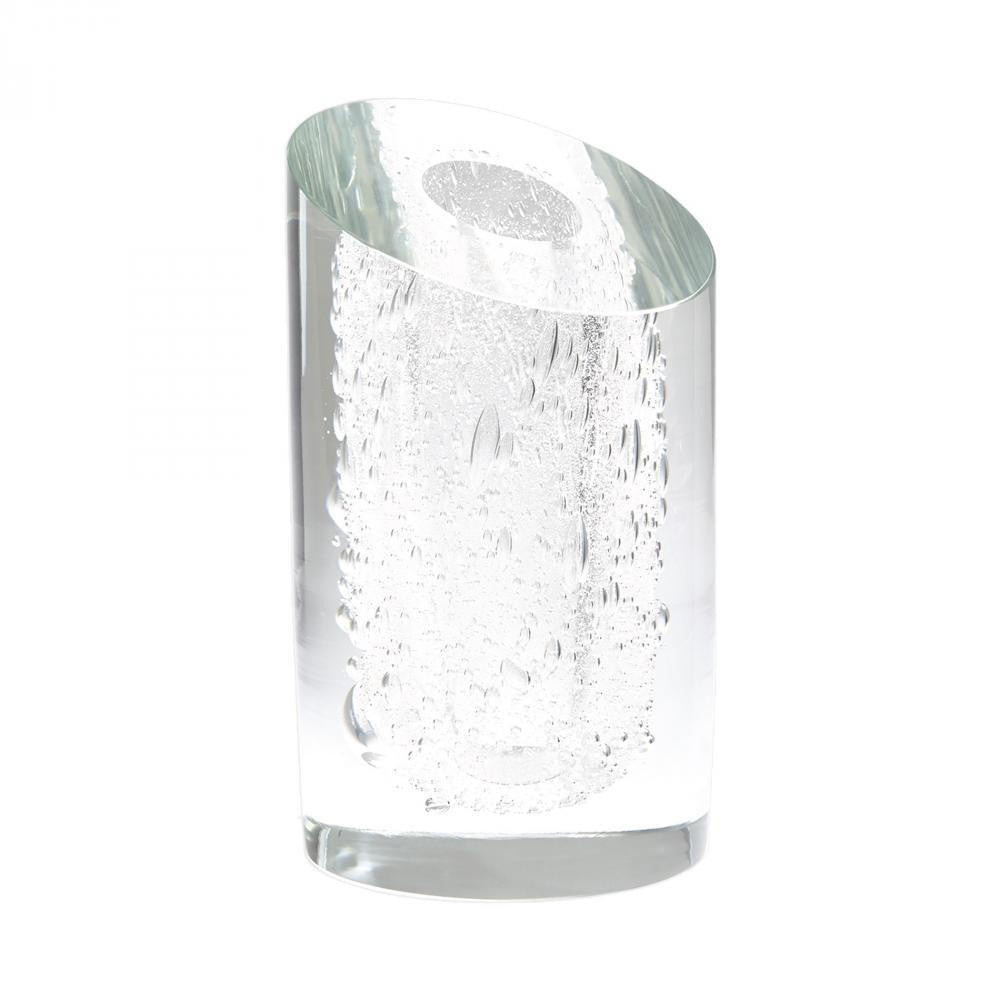 Global Views Slant Clear with Bubbles Vase