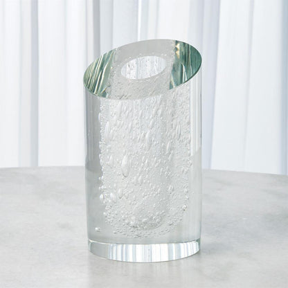 Global Views Slant Clear with Bubbles Vase
