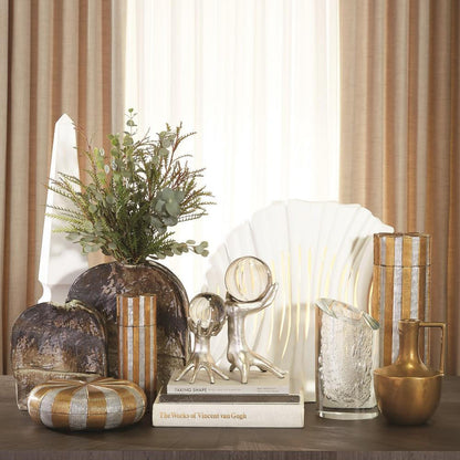 Global Views Slant Clear with Bubbles Vase