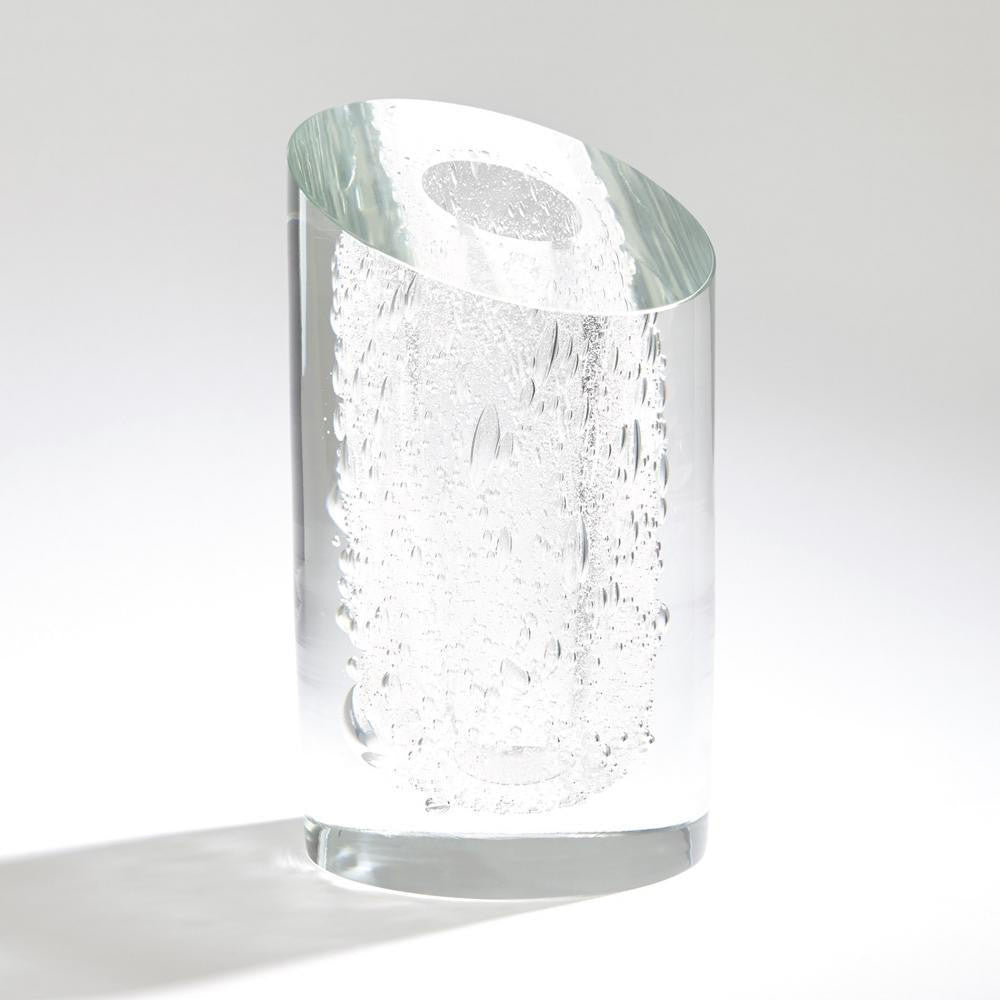 Global Views Slant Clear with Bubbles Vase