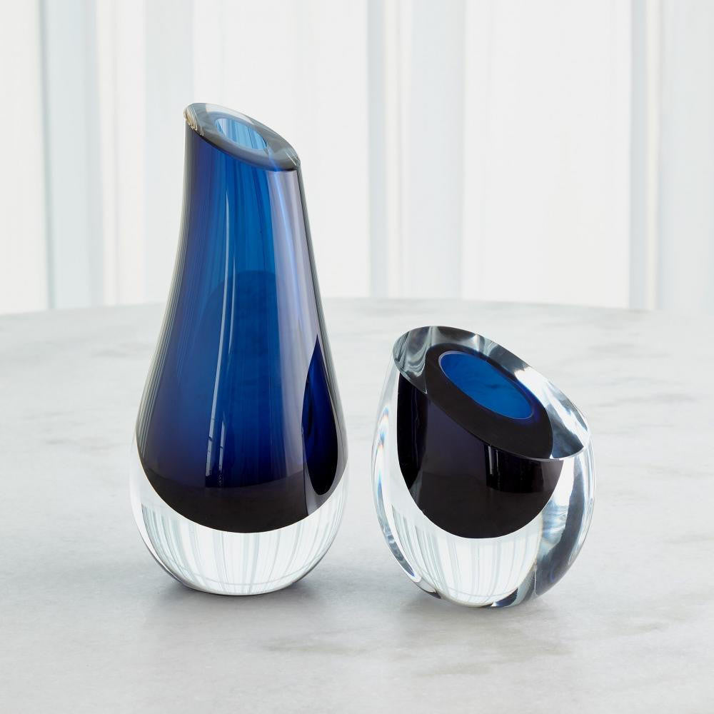 Global Views Slant Large Blue Vase