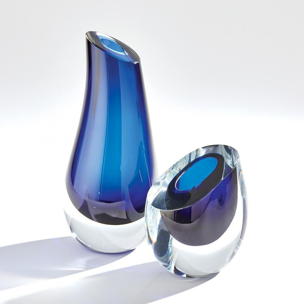 Global Views Slant Large Blue Vase