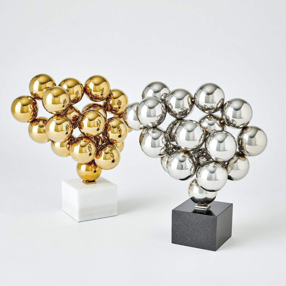 Global Views Sphere Nickel with Black Granite Sculpture