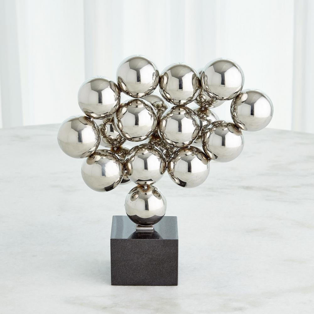 Global Views Sphere Nickel with Black Granite Sculpture