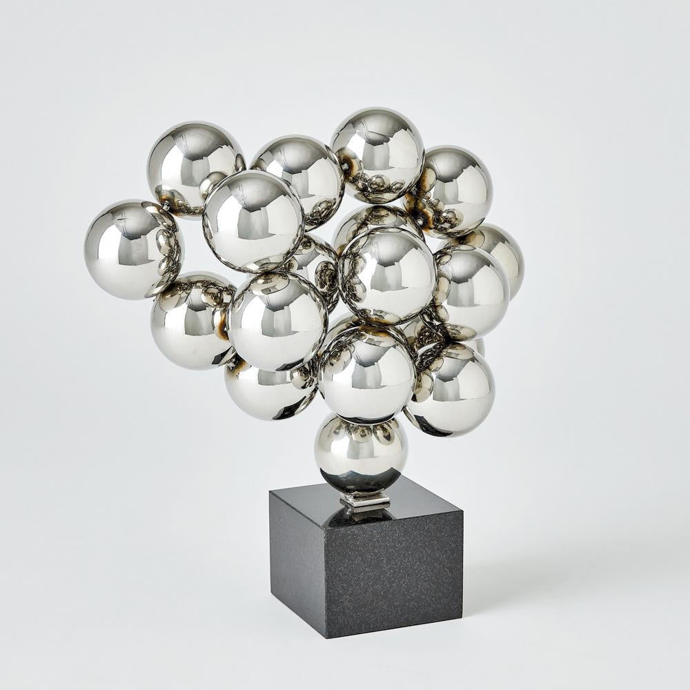 Global Views Sphere Nickel with Black Granite Sculpture