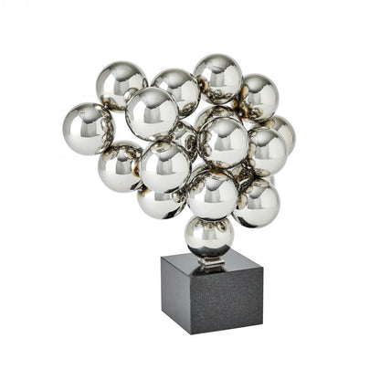Global Views Bubbles Inverted Sphere Sculpture Nickel with Black Granite Base