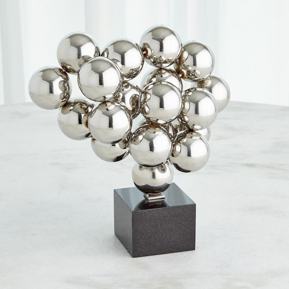Global Views Sphere Nickel with Black Granite Sculpture