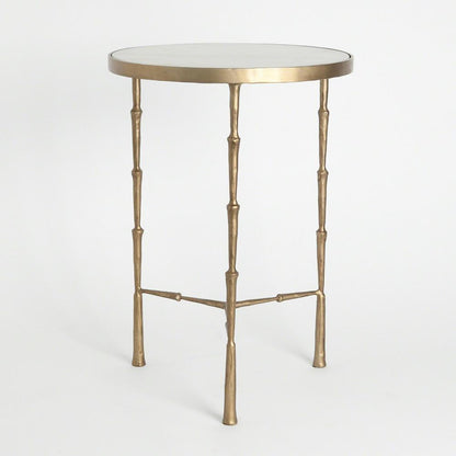 Global Views Spike Antique Brass with White MarbleAccent Table