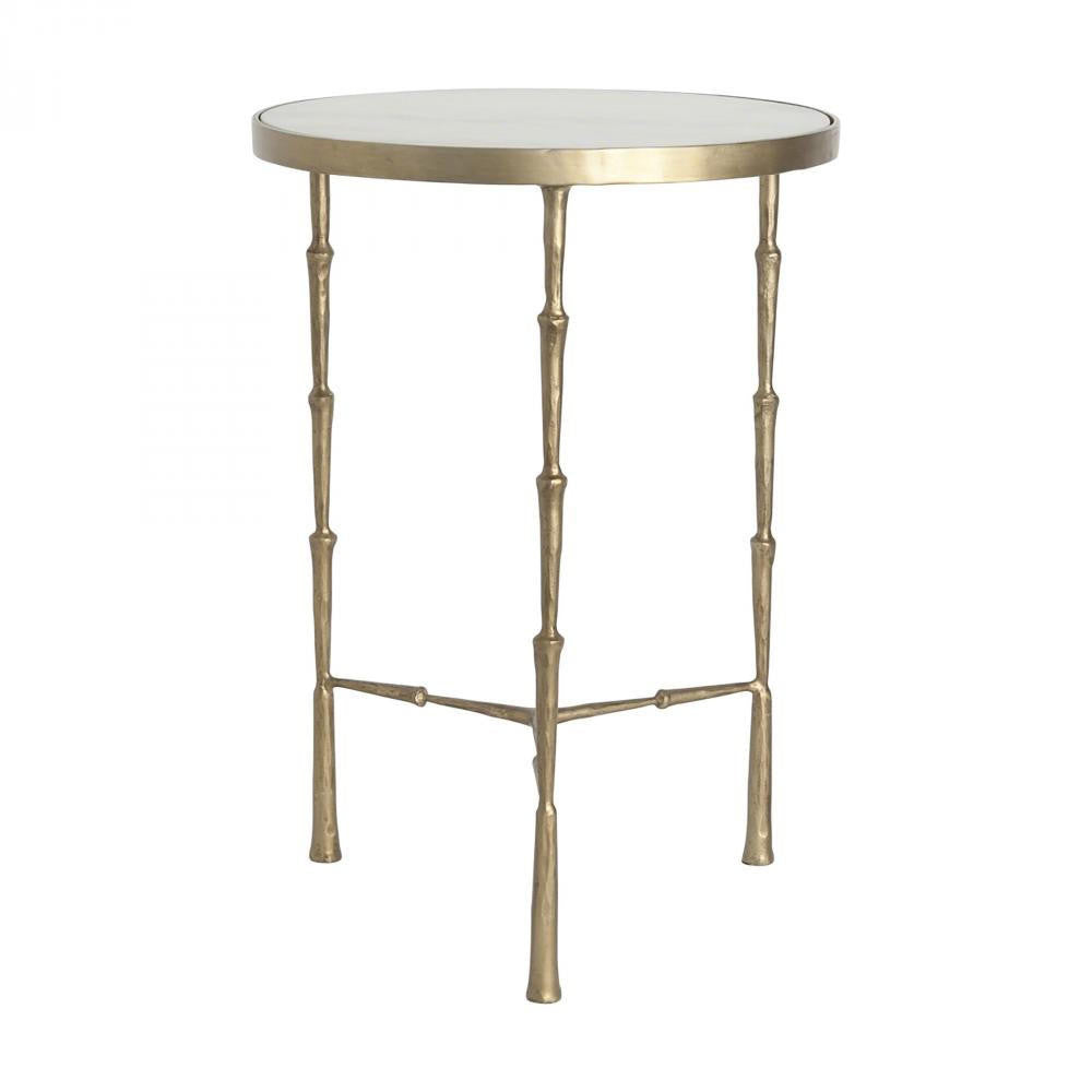 Global Views Spike Antique Brass with White MarbleAccent Table