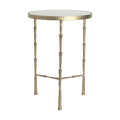 Global Views Spike Antique Brass with White MarbleAccent Table