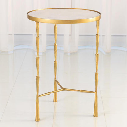 Global Views Spike Antique Brass with White MarbleAccent Table