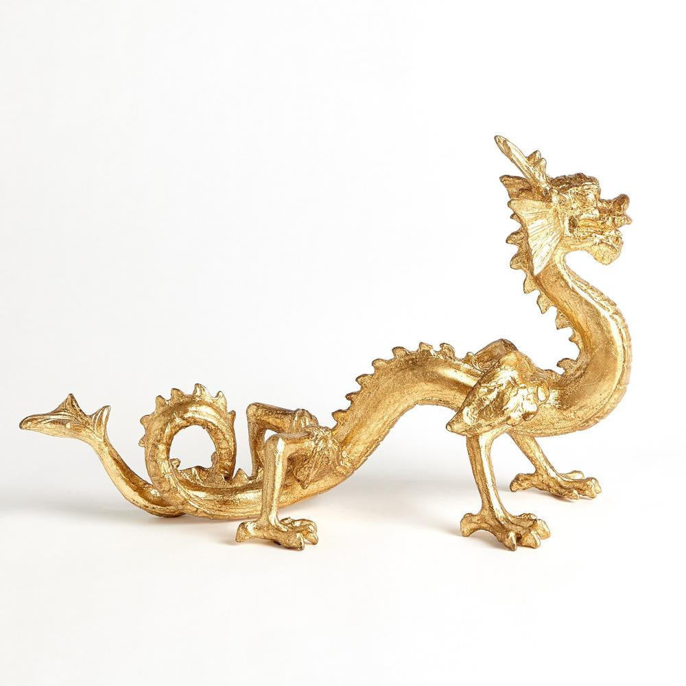 Global Views Standing Dragon Gold Leaf Sculpture