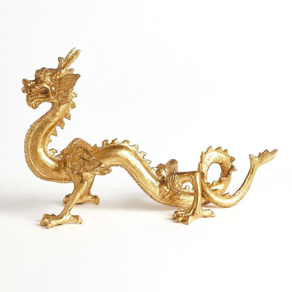 Global Views Standing Dragon Gold Leaf Sculpture