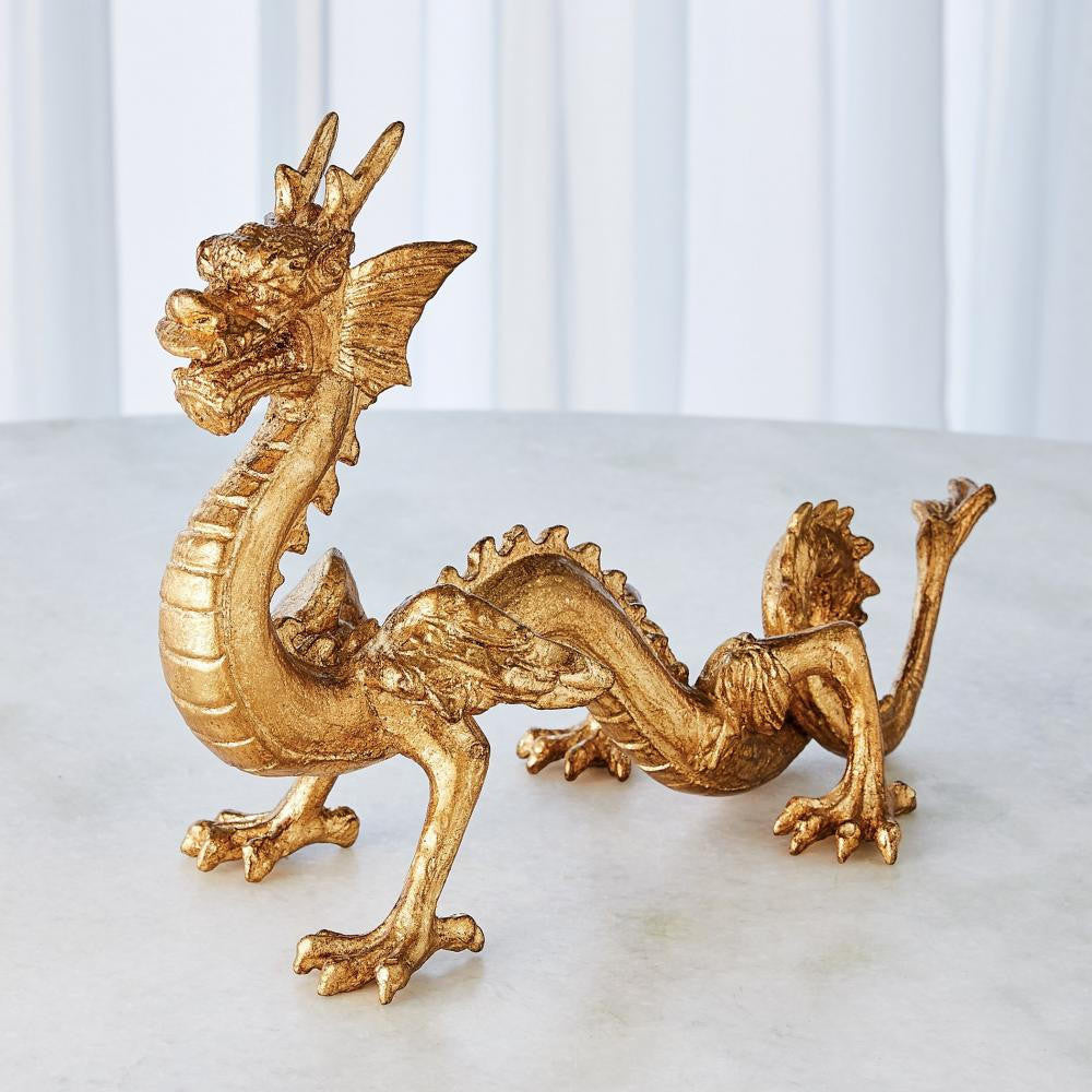 Global Views Standing Dragon Gold Leaf Sculpture