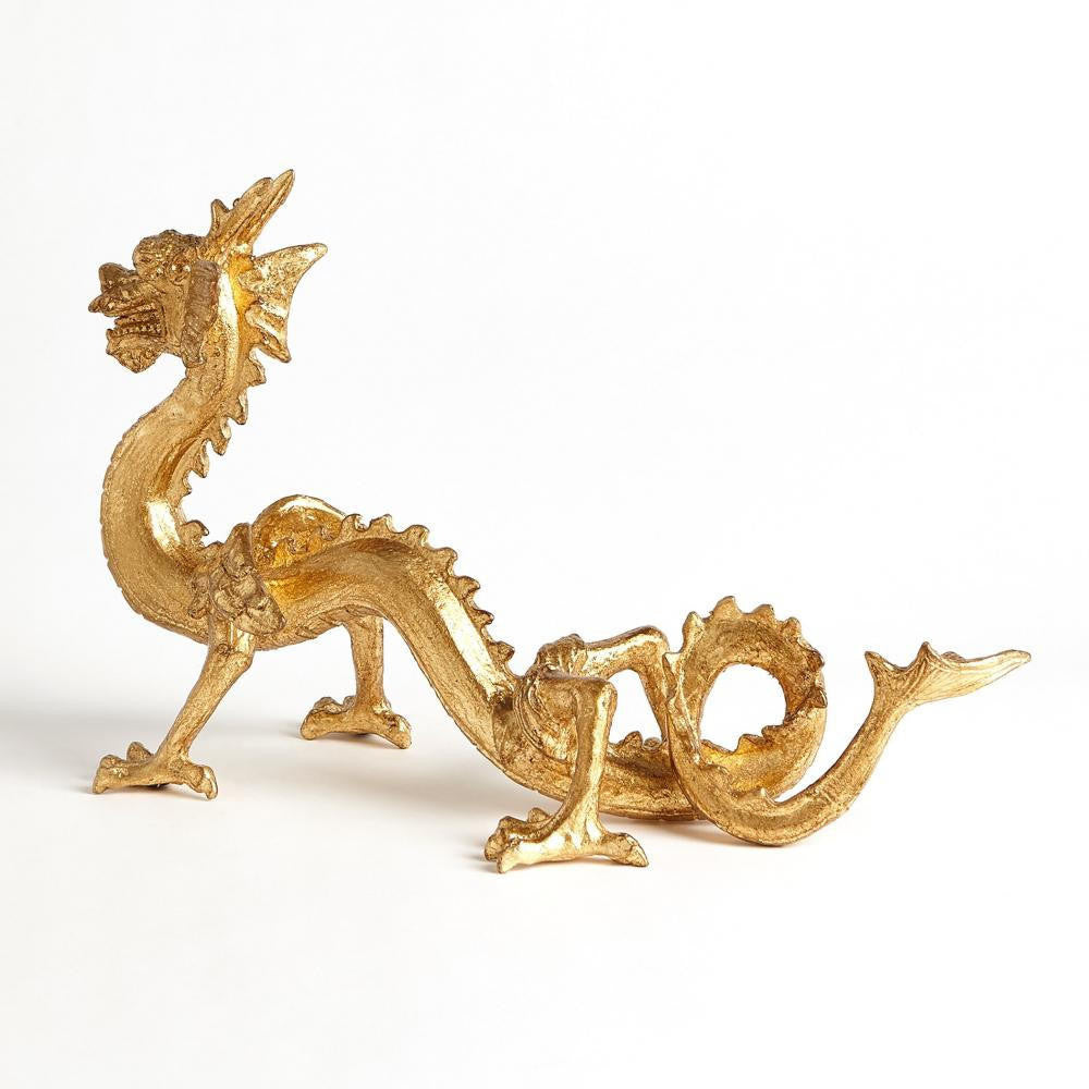 Global Views Standing Dragon Gold Leaf Sculpture